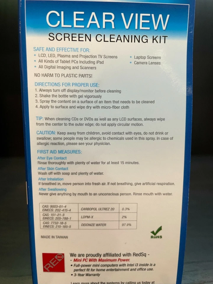 Screen Cleaner Kit + Cloth for TV/Tablet/Laptop/Smartphones No alcohol 10 pack - Image 3 of 4