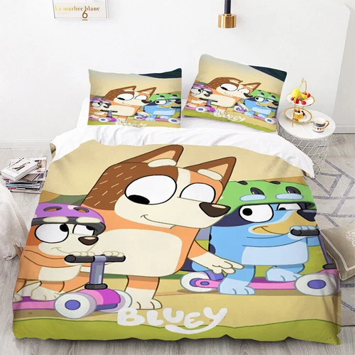 Bluey Set Copripiumino 3D 2/3pz Set Biancheria da Letto Federe Singolo Matrimoniale King Regali - Foto 25 di 31