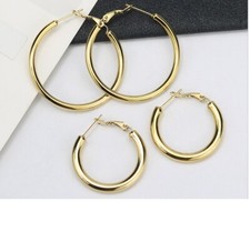 18K Yellow Gold Filled Classic Tube Hoop Earrings Small Medium Large XXL Large