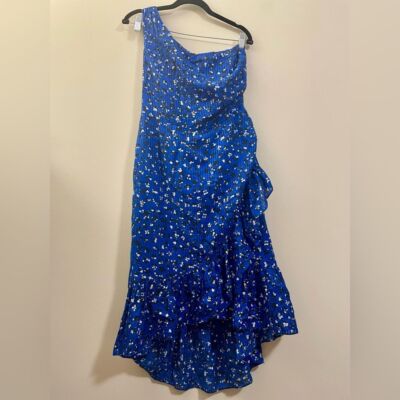 Ulla Johnson Silk Blend Floral One Shoulder Hi-Lo Midi Dress - 8