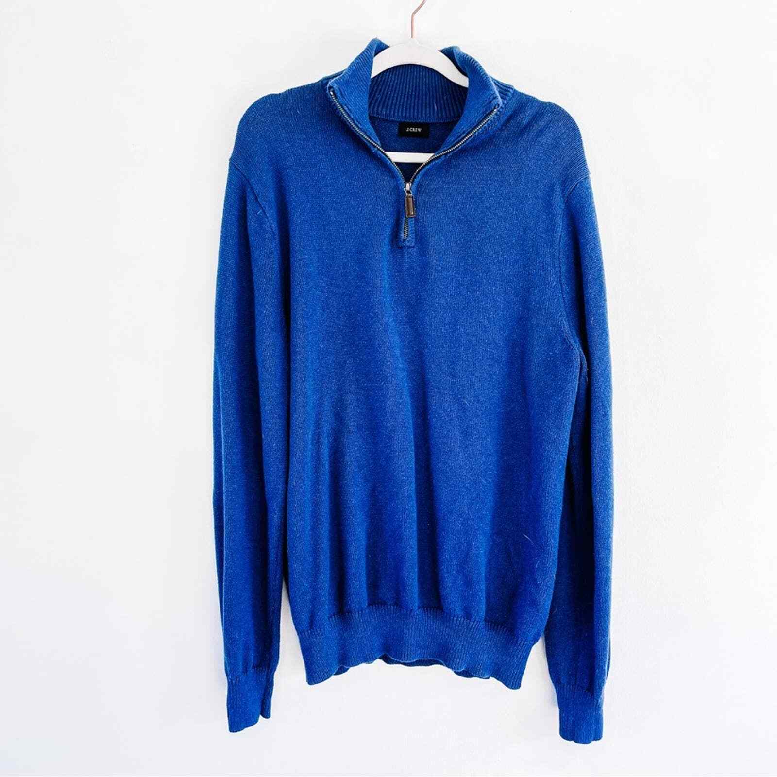 J. Crew Men's Cable Knit 1/4 Zip Collared Cotton Cashmere Pullover