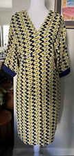 Maeve Anthropologie Yellow Blue Kimono Mirabilis Geometric Print Dress US 4