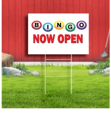 Bingo Now Open Coroplast Sign Plastic Indoor Outdoor Yard Sign