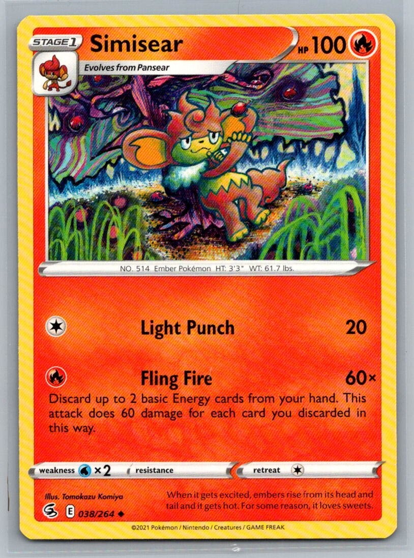 Simisear 38/264 Fusion Strike Uncommon Pokémon TCG 2021