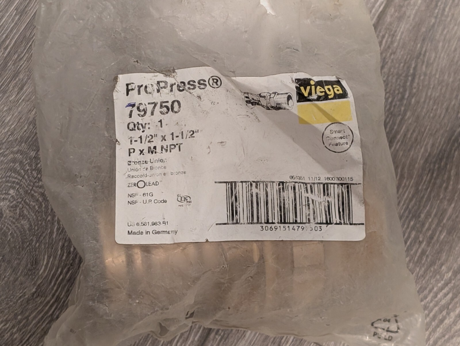 Viega 79750 - 1-1/2" ProPress x Male Union (Lead Free)