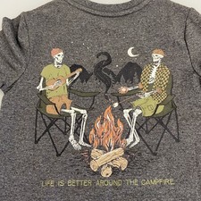 NWT Tommy Bahama Boys Life is Better Around The Campfire Gray T-shirt Size XS 4 