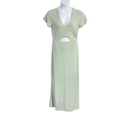 Love X Design Anjelina Sage Green Slinky Cut Out Short Sleeve Maxi Dress Size XL
