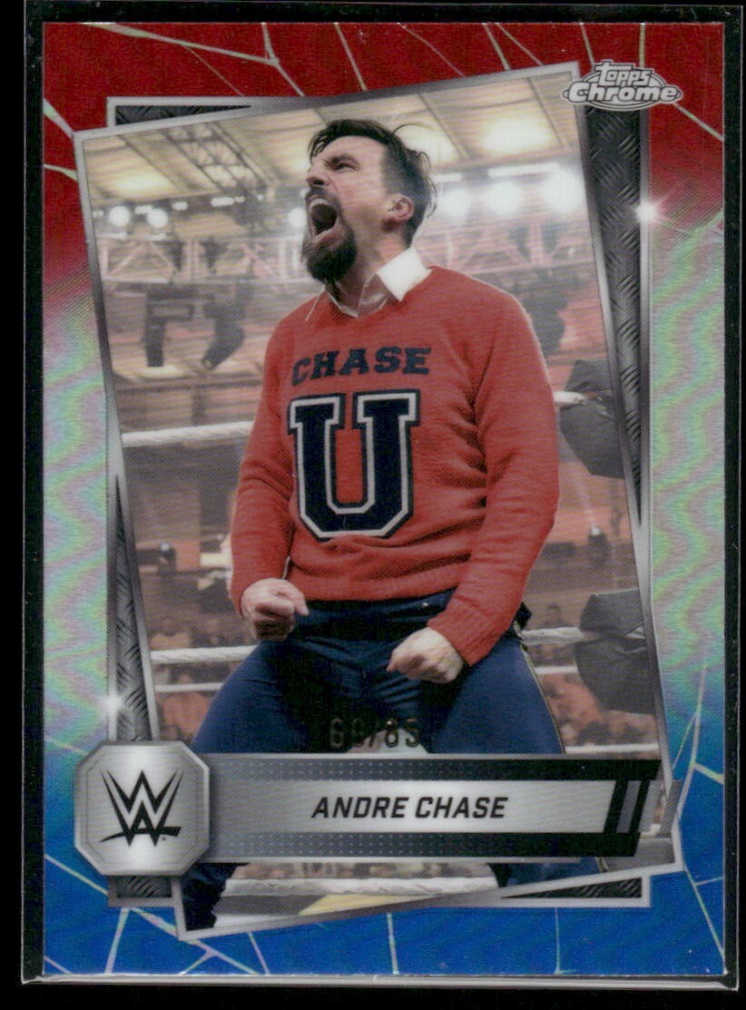 2025 Topps Chrome WWE Andre Chase #32 Red White & Blue Refractor /85