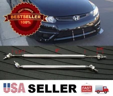 Silver 8"-11" adjustable extension Rod Bumper Lip Diffuser splitter For Dodge