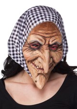 Halloween Latex Witch Mask With Hood Adult Size Wicked Witch Fancy Dress