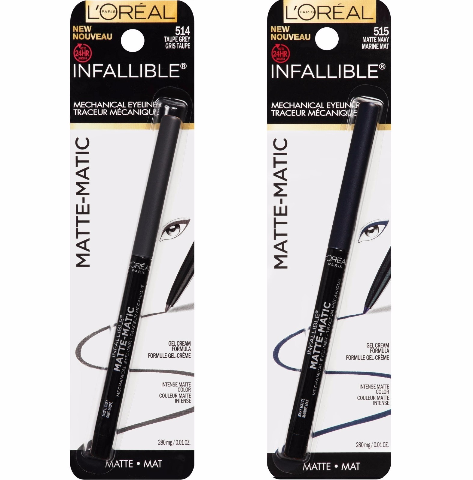 2 упаковки механической подводки для глаз Loreal Infallible Matte-Matic 514 515 3190₽