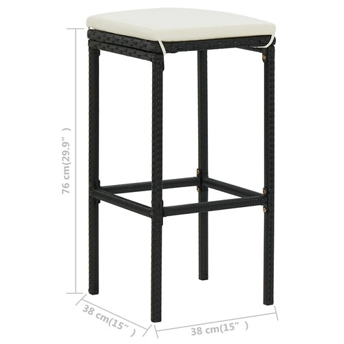 Set of 2 Bar Stools with Seat Cushions Modern Kitchen Counter Stools Poly Rattan - Picture 9 of 9