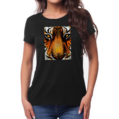 EAKS  Damen Girlie T-Shirt Motiv: ''Tiger (Panthera tigris)'' Raubkatzen Tiermotiv