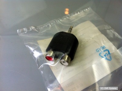 Inline Audio-Adapter: 3,5mm Klinke Stecker Stereo auf 2 x RCA Chinch Buchse, NEU