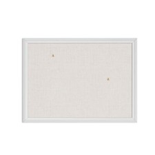 23x17 White Linen Bulletin Board Modern Frame for Home Office Classroom Decor