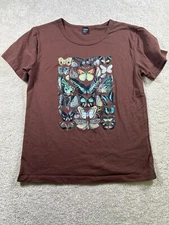 Shein Womens Size M Brown Butterfly Tshirt Gorpcore Goblincore Nature