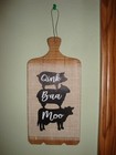 So Cute Cutting Board Shaped Farm Animals Wall Hanging-Farmhouse Burlap Backing