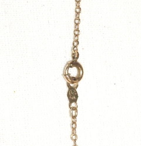 Vtg Chinese 14K Yellow Gold 21" Necklace w 14K Gold & Jadeite Disc Pendant (TiG) - Picture 11 of 11