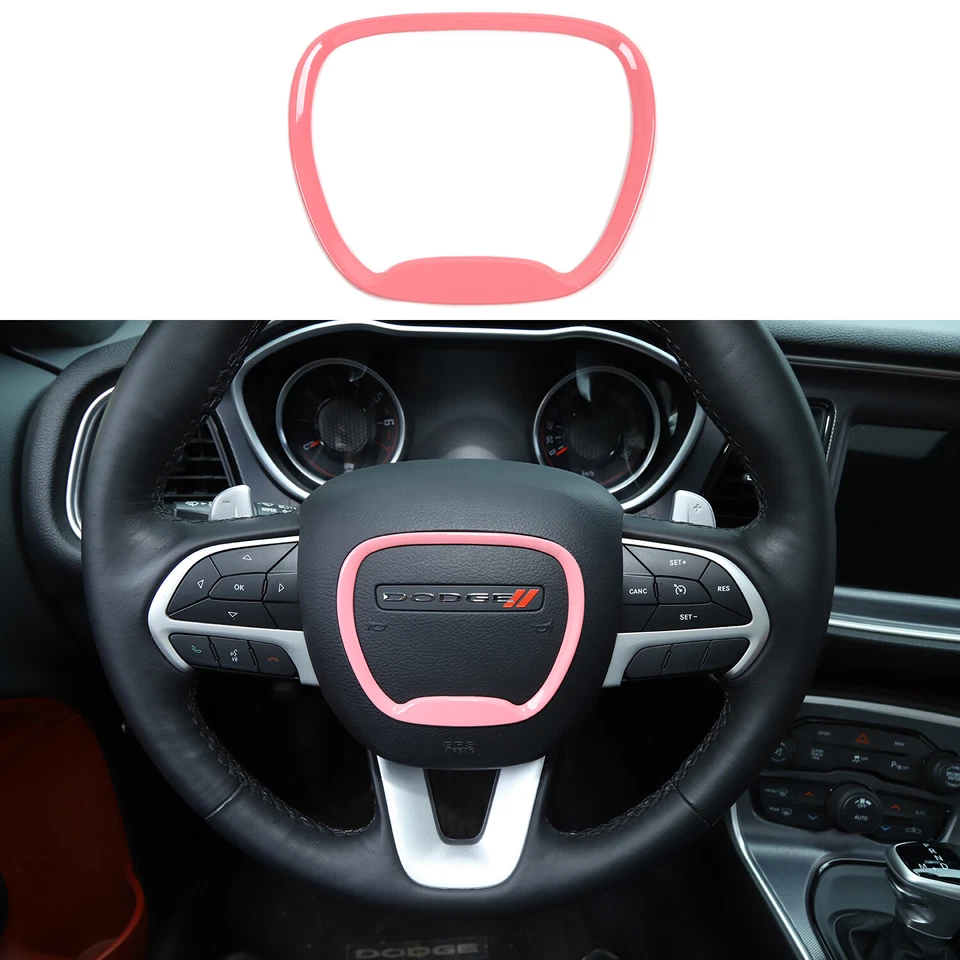 Pink Steering Wheel Cover Trim Frame for Dodge Challenger Charger Durango 2015+ Foto 2 de 4