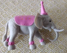 Ankyo Party Gray Elephant Pink Outfit Animal Cake Topper Toy Figure