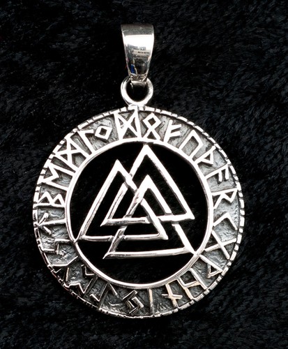pendentif valknut futhark -argent 925-5.