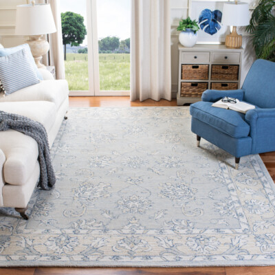 SAFAVIEH Micro-Loop MLP535M Handmade Blue / Beige Rug