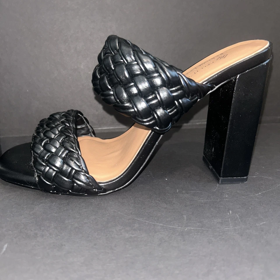 NWOT Call It Spring Black Braided Block Heel Sandal Black Size 7 Square Toe - Image 4 of 4