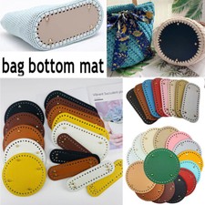 PU Leather Long Oval Pad With Holes Bag Bottom DIY Knitting Handbag Crochet