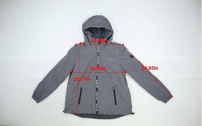 Michael Kors Mens Gray Long Sleeve Full Zip Sherpa Lined Hooded Jacket M - Image 2 of 4