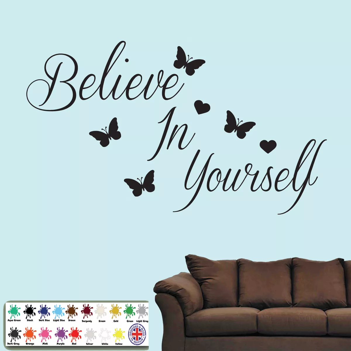Believe In Yourself Wall Sticker Wall Art Quote Inspirational love hearts