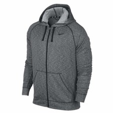 Nike Dri-FIT Grey/Black Zip Front Training Fleece Lined Hoodie SZ M
