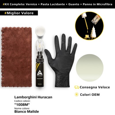 Touch Up Paint for Lamborghini Huracan Kit 1008M Malide White