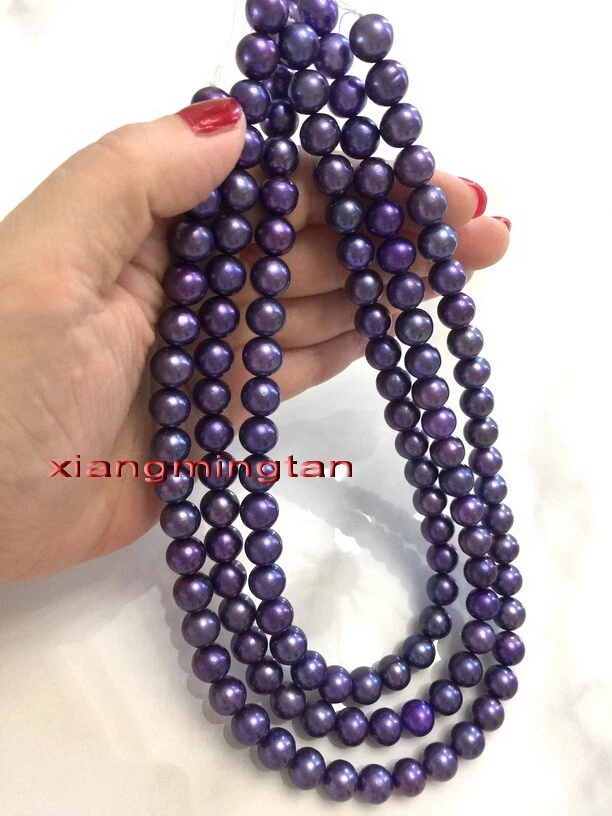 long AAAAA 48”11-12mm TAHITIAN blue red multicolour black pearl necklace 14K - Image 4 of 4