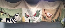 Kidsline Zanzibar Jungle Valance Elephant Turtle Giraffe Monkey Zebra Tan Green