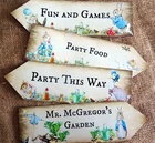 4 Peter Rabbit Character Party Decoration Arrow Signs - Can be Personalised