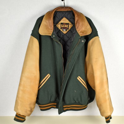 Game Sportswear Ltd USA Green Wool and Leather 4XL Varsity Jacket