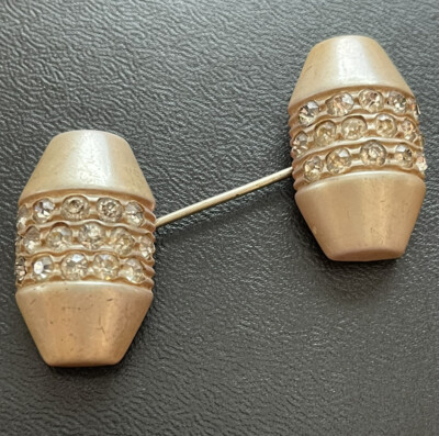Vintage Hat Jabot Stick Pin Clear Glass Rhinestones Plastic  display picture 3