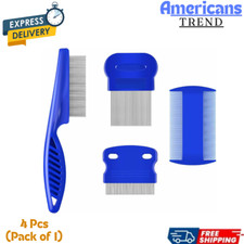 4 Pack Flea Lice Comb, Stainless Steel Dog Cat Grooming Combs with Rounded Teeth