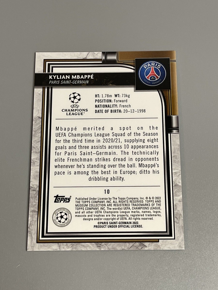 Kylian Mbappe 2021-22 Topps Museum Collection UCL Base #10 Paris