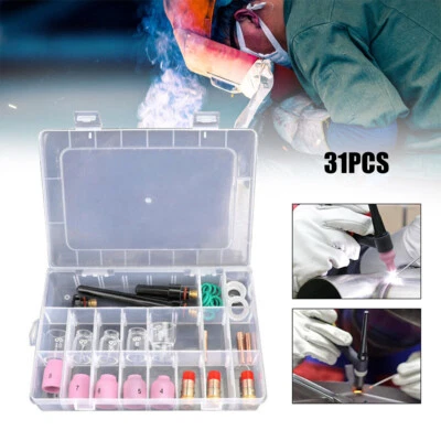 31x TIG Welding Accessories Stubby Gas Lens Glass Cup Kit For WP-17/18/26 Torch