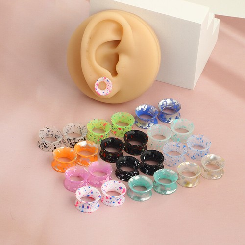 1Pair Graffiti Dots Ear Plugs Flesh Tunnel Expanders Lobe Stretcher Silicone - Picture 4 of 5