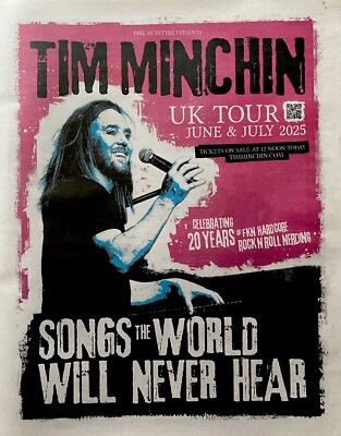 Tim Minchin UK Tourdaten Anzeige 2025 Live Zeitung Werbung Poster 14x11 ROLLED TUBE