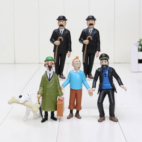 Tim und Struppi Figuren Sammlung Tintin Comic Serie Cartoon Doll Figure 6 Stk - Afbeelding 1 van 7