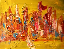 CITYSCAPE Modern Abstract     Original Oil Painting  IMPRESSIONIST NES3RG