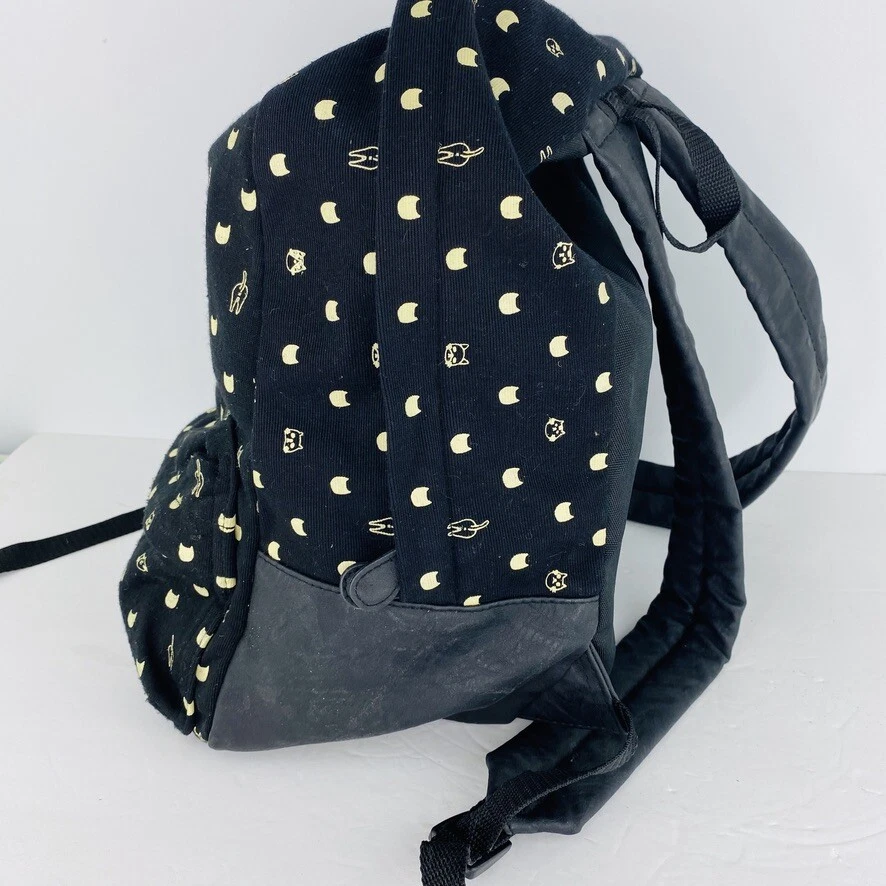 Mochila para Gato Tela Tejida Escuela Cremallera Imitación Cuero Asas Negro Bolso de Hombro Foto 3 de 4