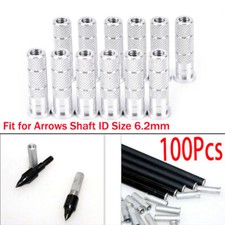 100pcs Aluminum Inserts .244/6.20mm Bullet Field Points for Carbon Arrow Shaft