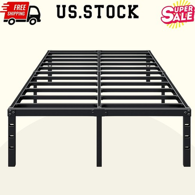 #ad 14 Inch Bed Frame Metal Platform Heavy Duty No Box Spring Black $44.99