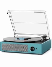 M49 Blue Vinyl Record Player Turntable Bluetooth 3 Speed Built-in Speakers Retr