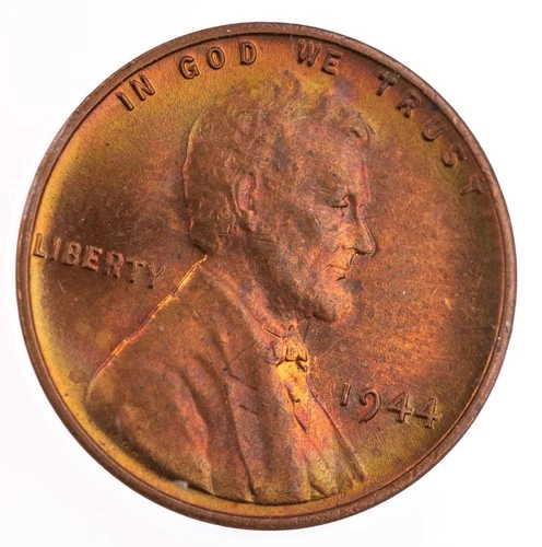 Certified 1944 Lincoln Cent ANACS MS63 RB Toned Wheat Penny 1c