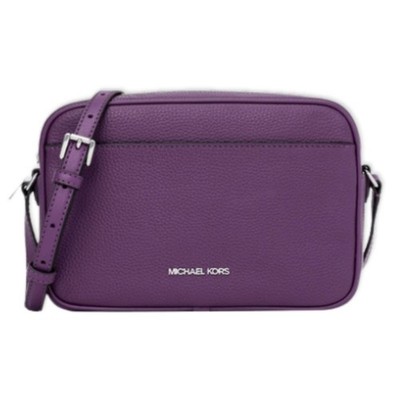 Michael Kors Jet Set Travel Purple Leather Camera Crossbody Bag Large NWT